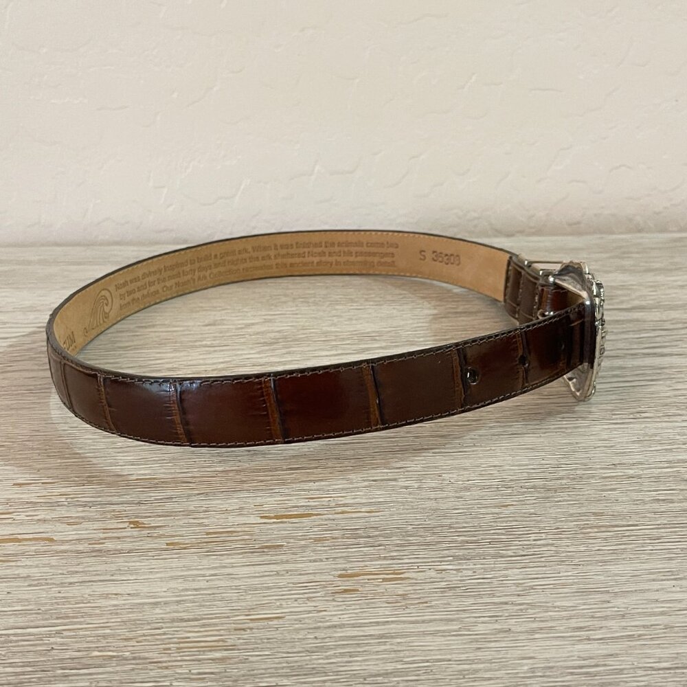 Vintage Brighton Belt Noah's Ark Museum Brown Leather Silver 36308 1995 Small - Picture 10 of 13
